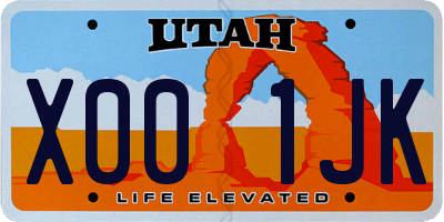 UT license plate X001JK