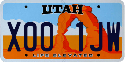 UT license plate X001JW