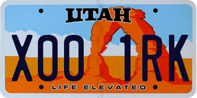 UT license plate X001RK
