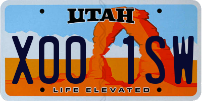 UT license plate X001SW
