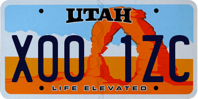 UT license plate X001ZC
