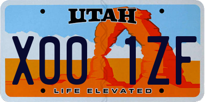 UT license plate X001ZF