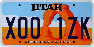 UT license plate X001ZK