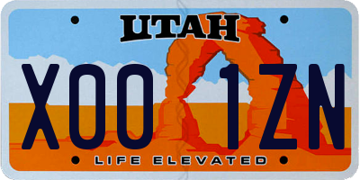 UT license plate X001ZN