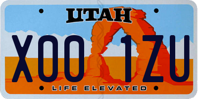 UT license plate X001ZU