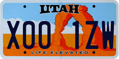 UT license plate X001ZW