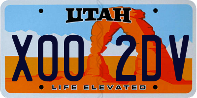 UT license plate X002DV