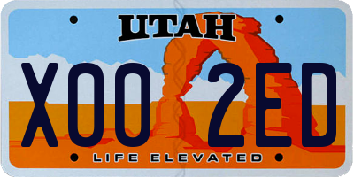 UT license plate X002ED