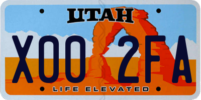 UT license plate X002FA