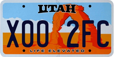 UT license plate X002FC