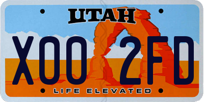 UT license plate X002FD