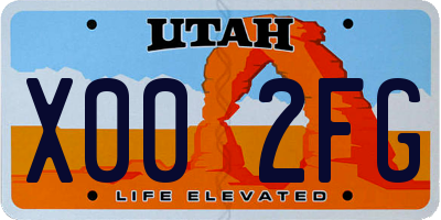UT license plate X002FG