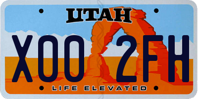 UT license plate X002FH