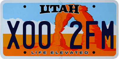 UT license plate X002FM