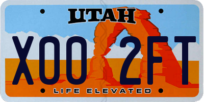 UT license plate X002FT