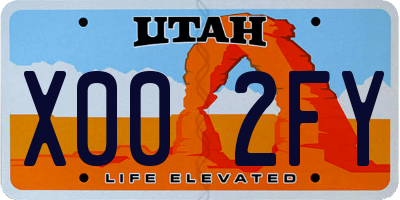 UT license plate X002FY