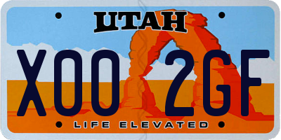 UT license plate X002GF
