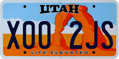 UT license plate X002JS
