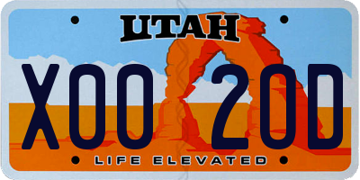 UT license plate X002OD