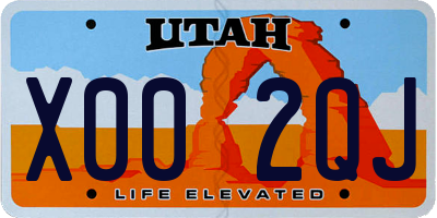 UT license plate X002QJ