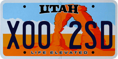 UT license plate X002SD