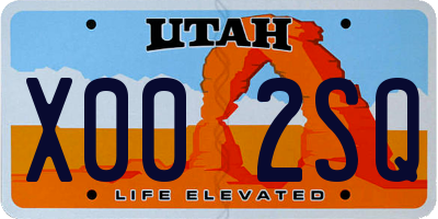 UT license plate X002SQ