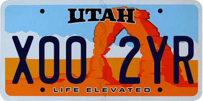 UT license plate X002YR