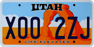 UT license plate X002ZJ