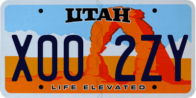 UT license plate X002ZY