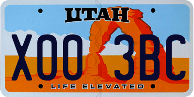 UT license plate X003BC