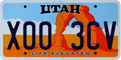 UT license plate X003CV
