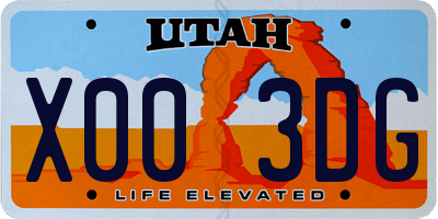 UT license plate X003DG
