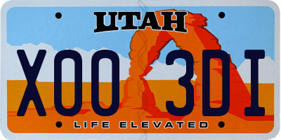 UT license plate X003DI