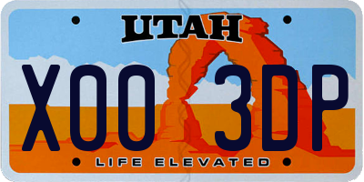 UT license plate X003DP