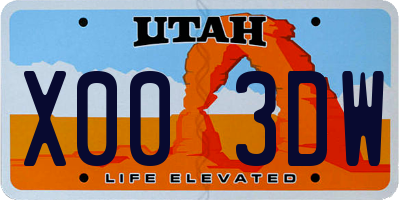 UT license plate X003DW