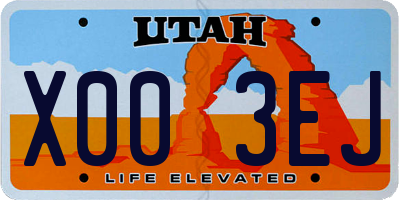 UT license plate X003EJ