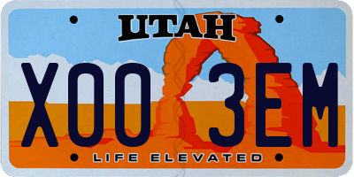 UT license plate X003EM