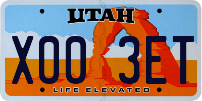 UT license plate X003ET