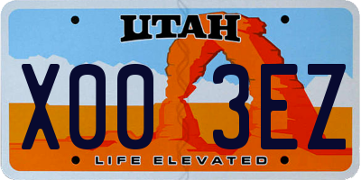 UT license plate X003EZ