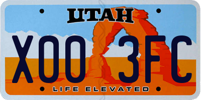 UT license plate X003FC
