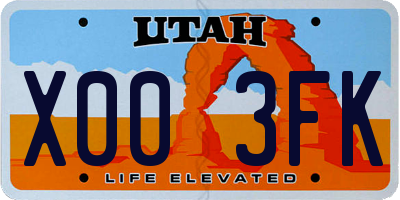 UT license plate X003FK