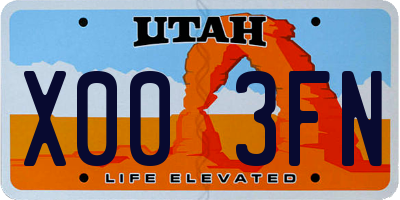 UT license plate X003FN