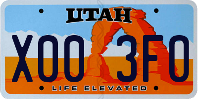 UT license plate X003FO