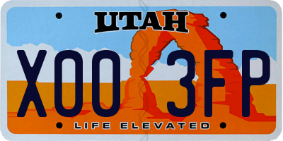 UT license plate X003FP