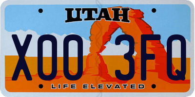 UT license plate X003FQ