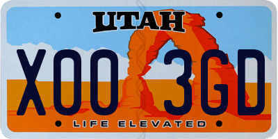 UT license plate X003GD