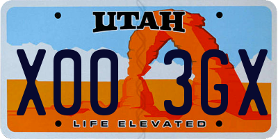 UT license plate X003GX