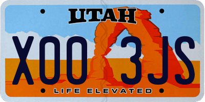 UT license plate X003JS