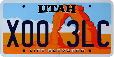 UT license plate X003LC