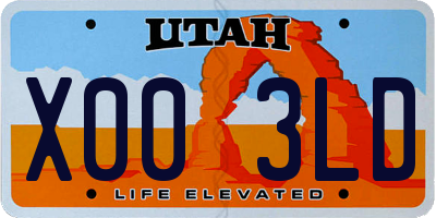 UT license plate X003LD